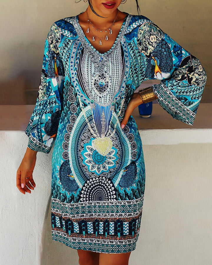 Emelia - Colorful Bohemian Print Dress