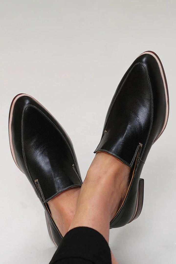 Zofia™ | Black Patchwork Slip-On Moccasin