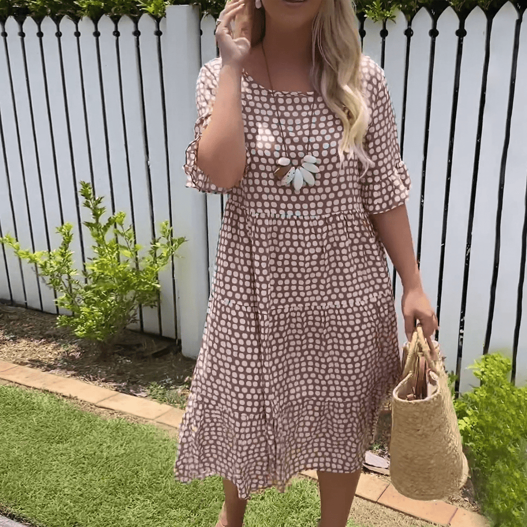 ZORA | Short Sleeve Sand Midi Dress