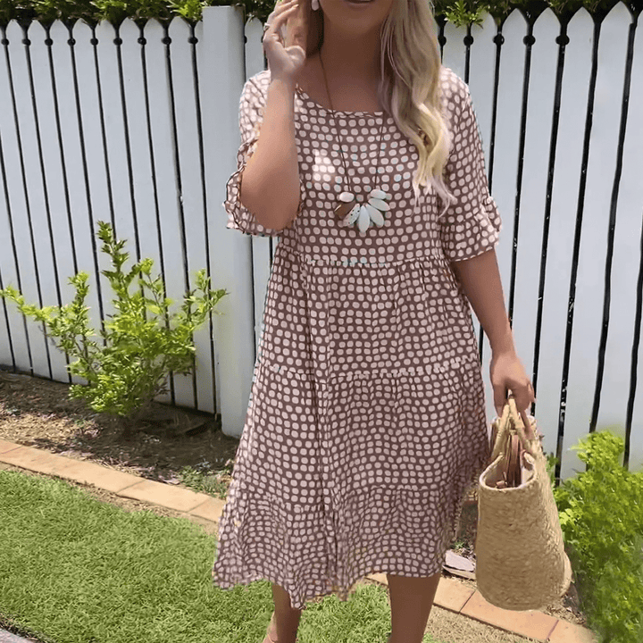 ZORA | Short Sleeve Sand Midi Dress