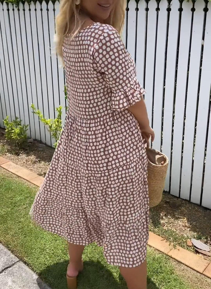 ZORA | Short Sleeve Sand Midi Dress