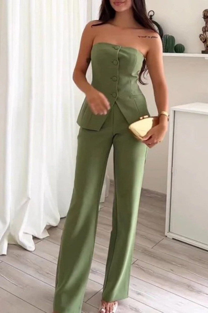 BRIA - Sleeveless Two-Piece Button-Up Set