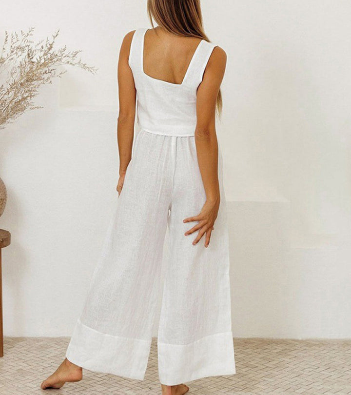 Megan - Chic Minimalist Top with Flared Trousers Ensemble