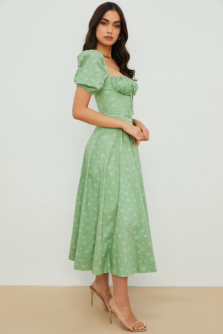 Aviana - Puff Sleeve Floral Dress