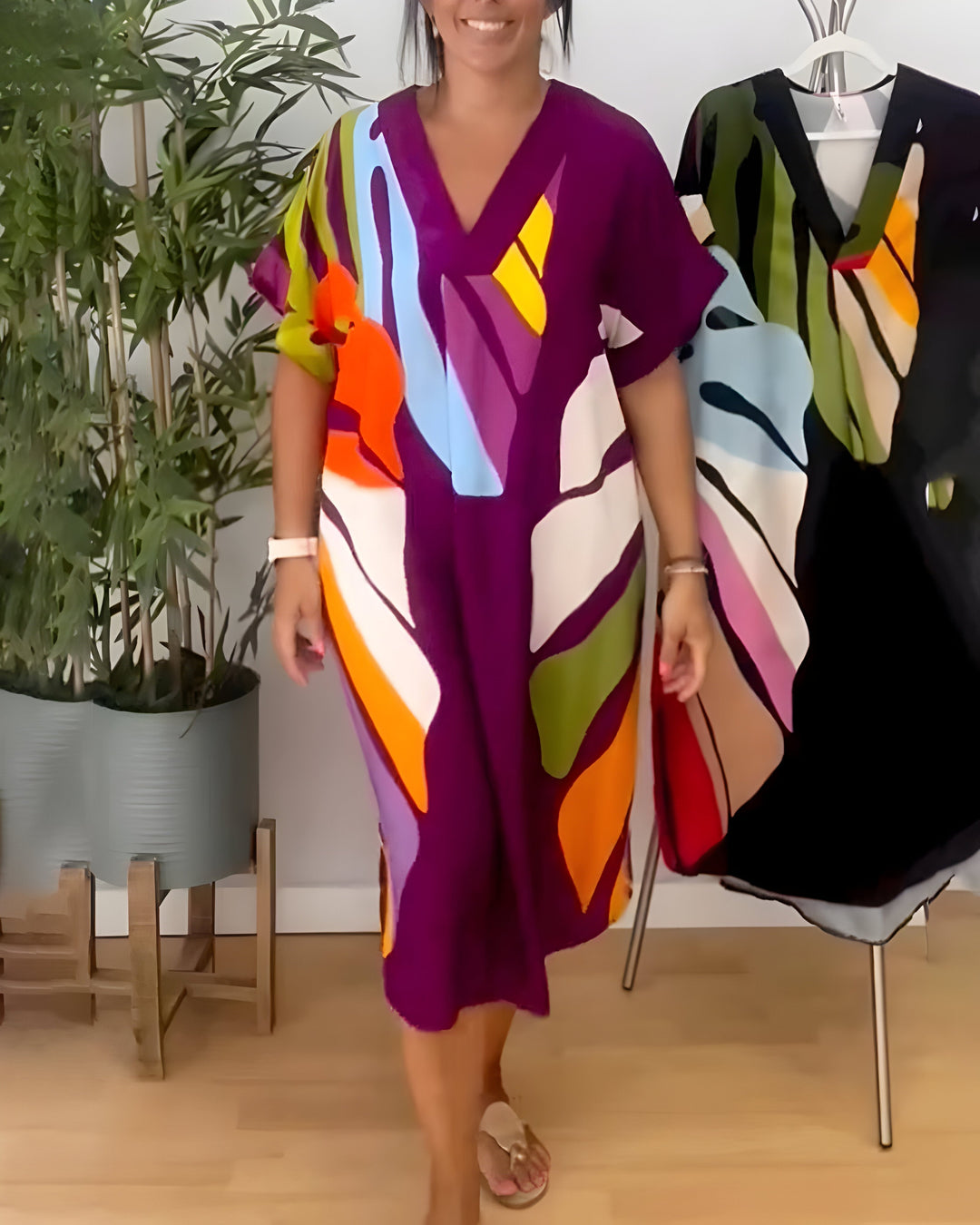 Rianna - Artistic Abstract Print Dress