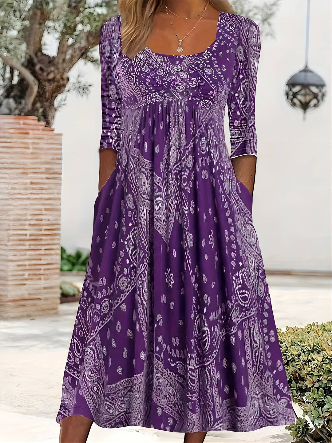 ELOWEN | Long Sleeve Casual Midi Dress
