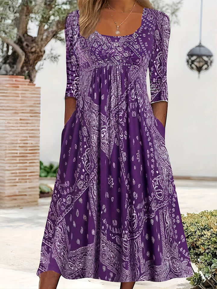 ELOWEN | Long Sleeve Casual Midi Dress