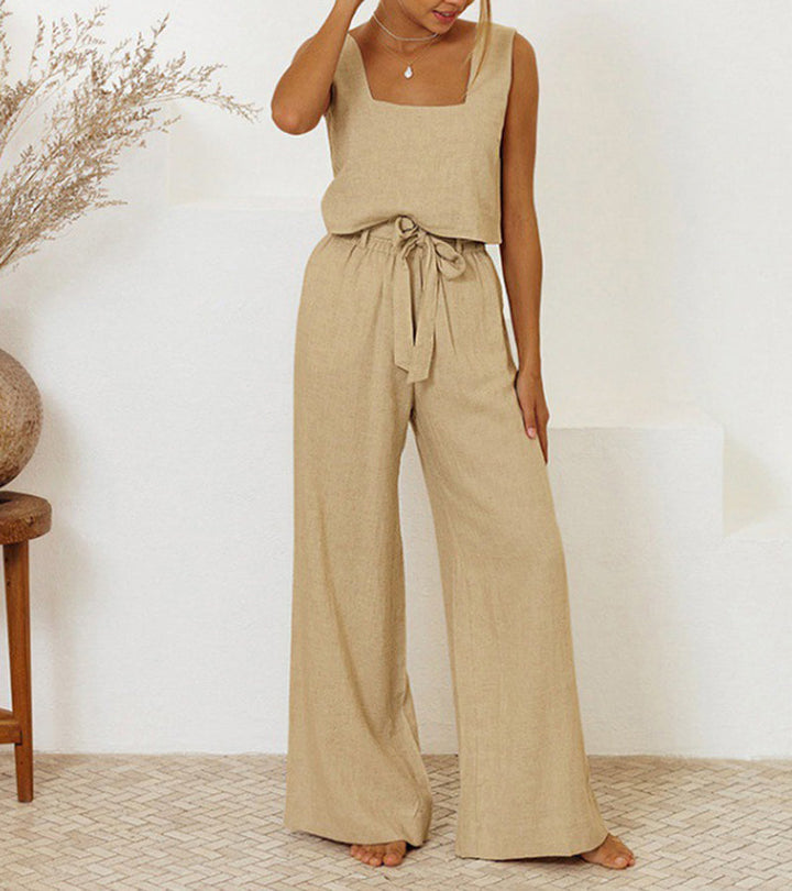 Megan - Chic Minimalist Top with Flared Trousers Ensemble