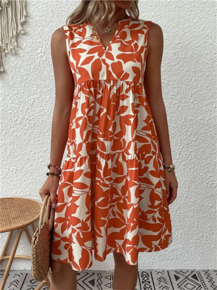 TASHA | FLARED MIDI DRESS WITH A FLOWING SILHOUETTE