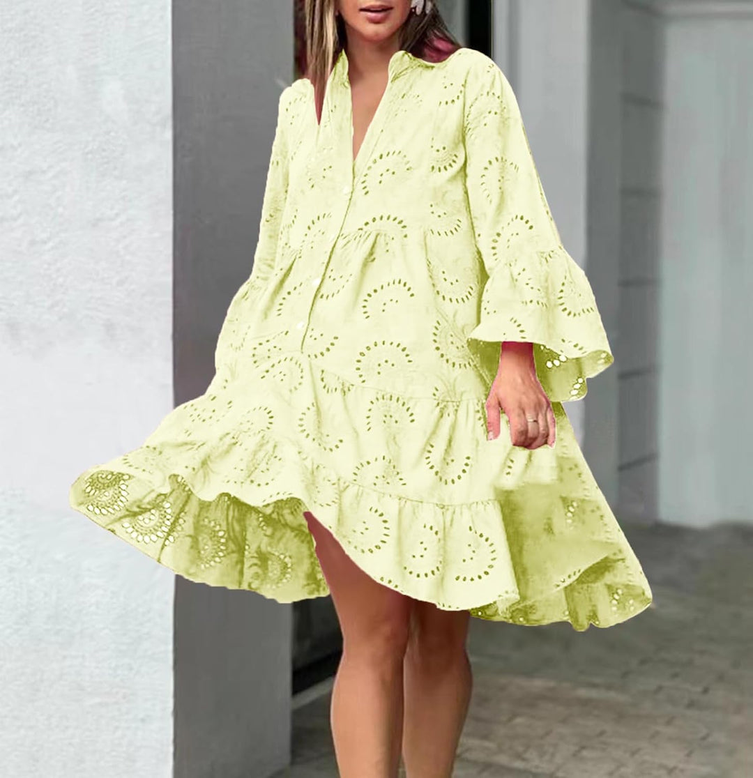 Lydia - Lace Detail Eyelet Dress