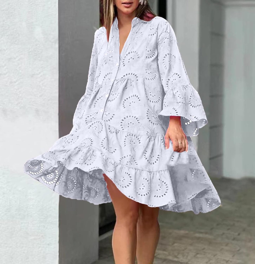 Lydia - Lace Detail Eyelet Dress