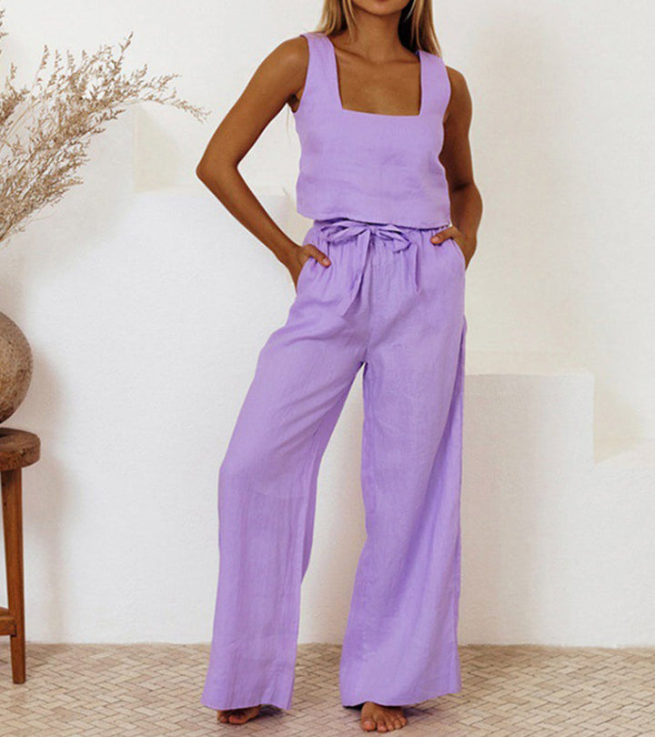 Megan - Chic Minimalist Top with Flared Trousers Ensemble