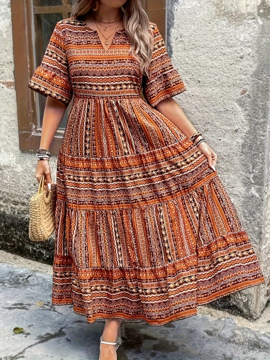 Joraine - Flowing Ethnic-Inspired Dress