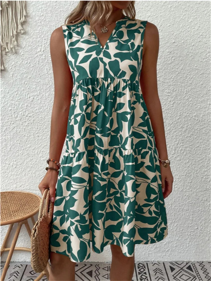 TASHA | FLARED MIDI DRESS WITH A FLOWING SILHOUETTE