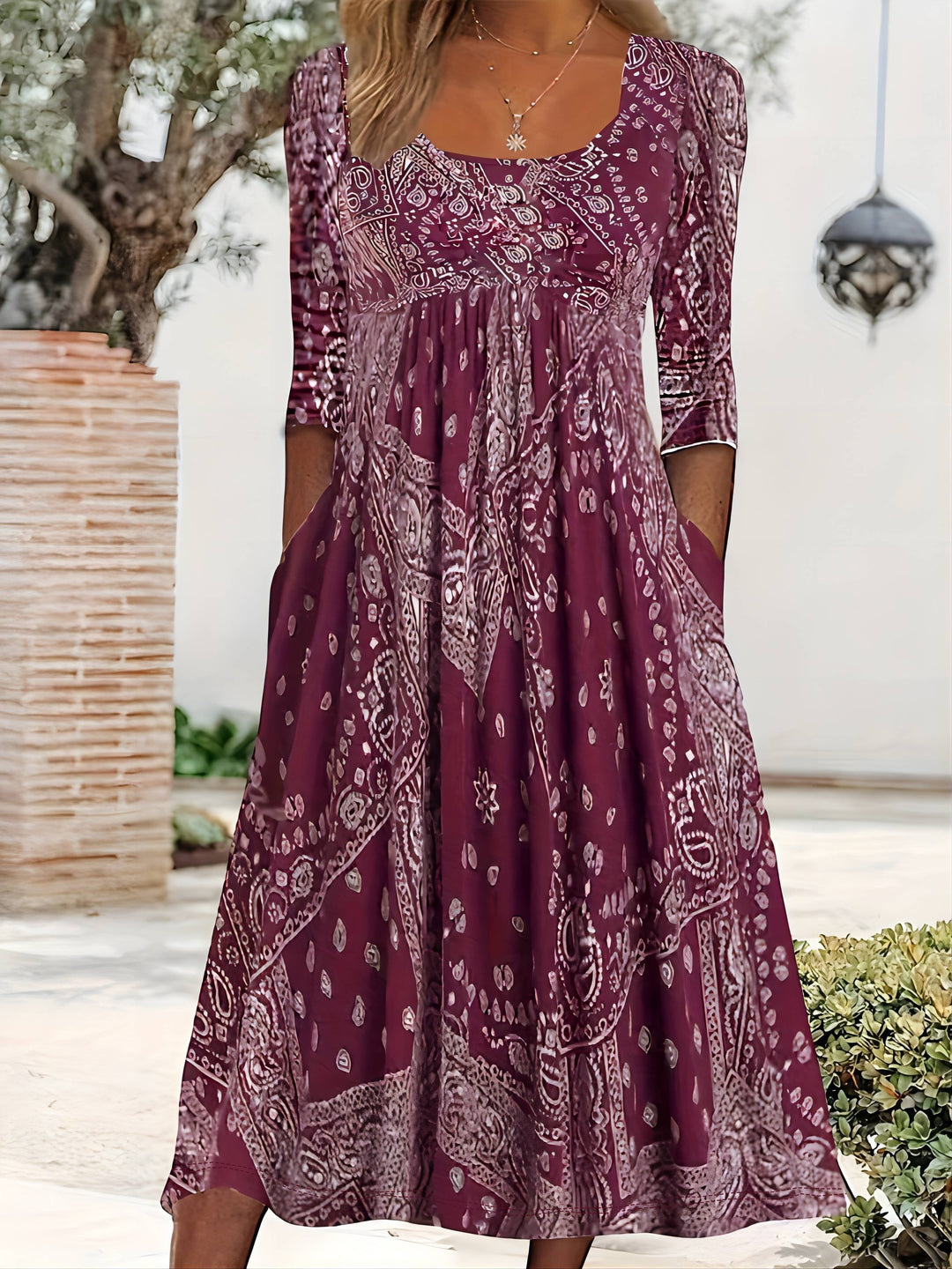 ELOWEN | Long Sleeve Casual Midi Dress