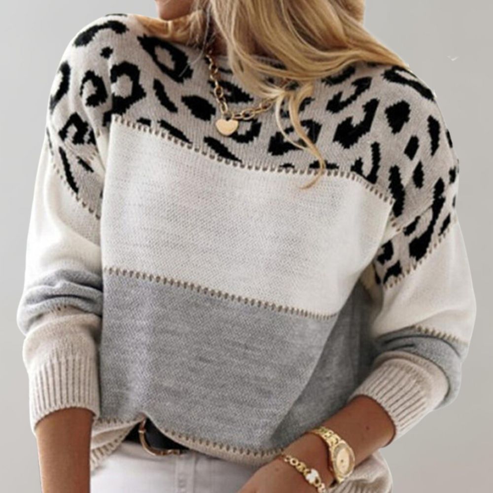 Diane | Leopard Accent Knitted Sweater