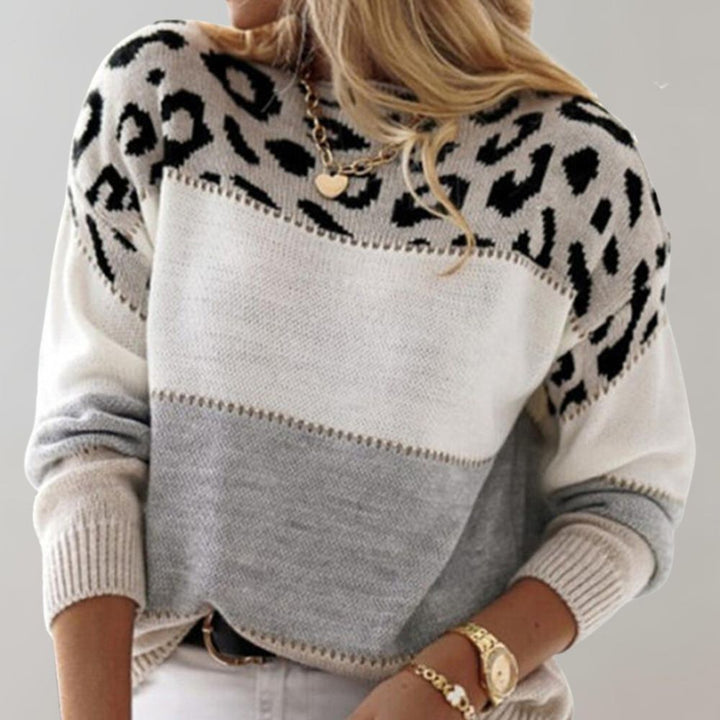 Diane | Leopard Accent Knitted Sweater