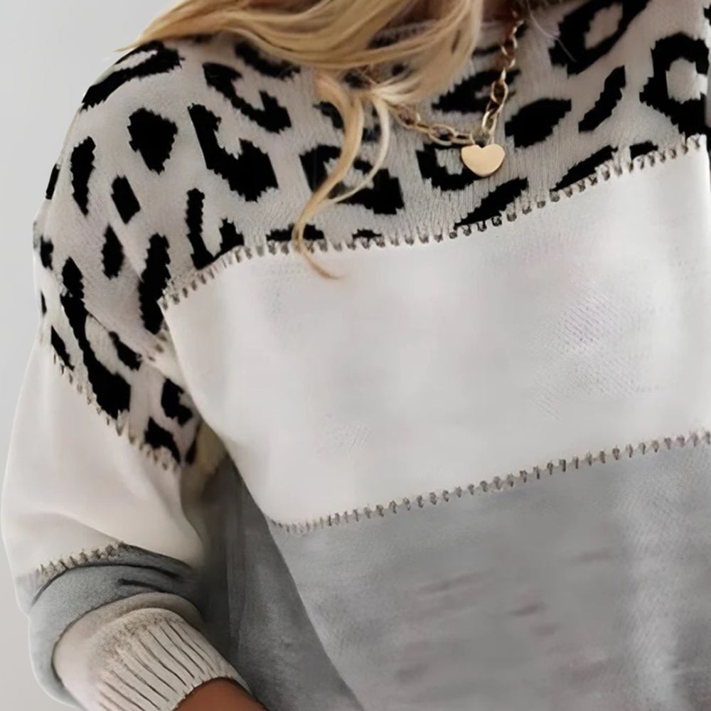 Diane | Leopard Accent Knitted Sweater