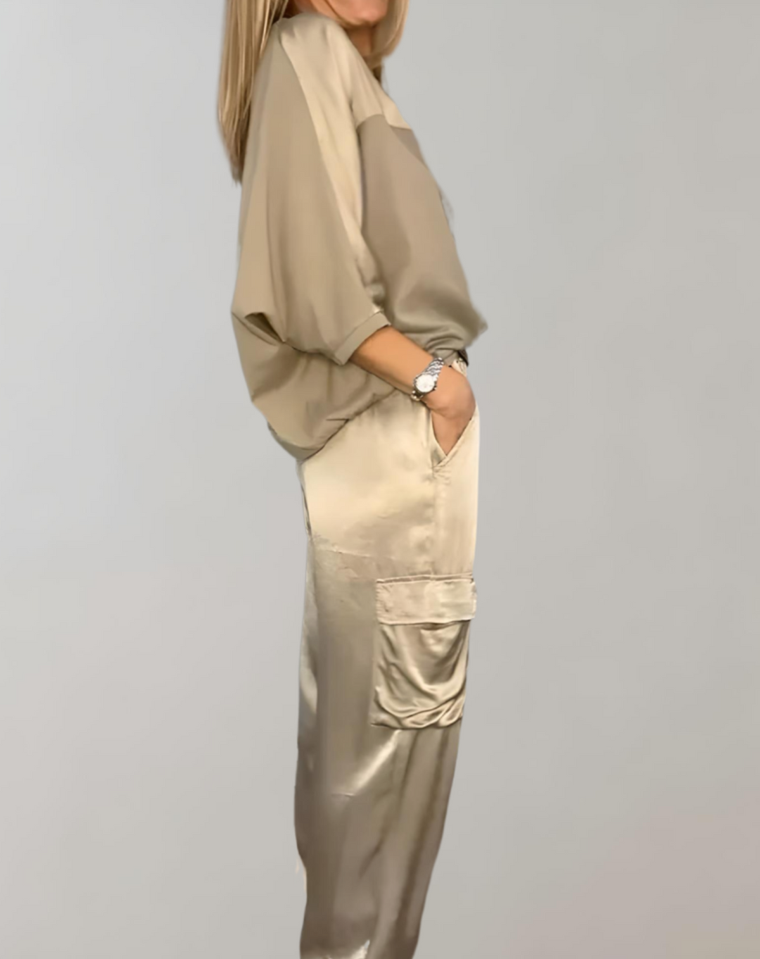 Finley - Luxe Silk Cargo Lounge Ensemble