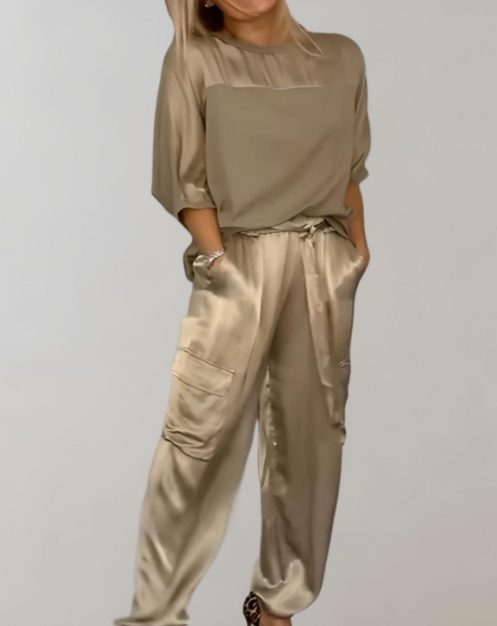 Finley - Luxe Silk Cargo Lounge Ensemble