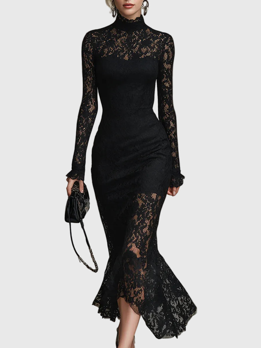 Monica | Graceful Flared Lace Maxi Gown