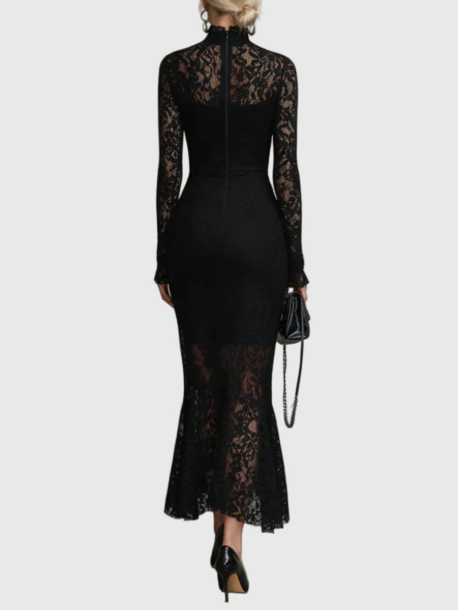 Monica | Graceful Flared Lace Maxi Gown