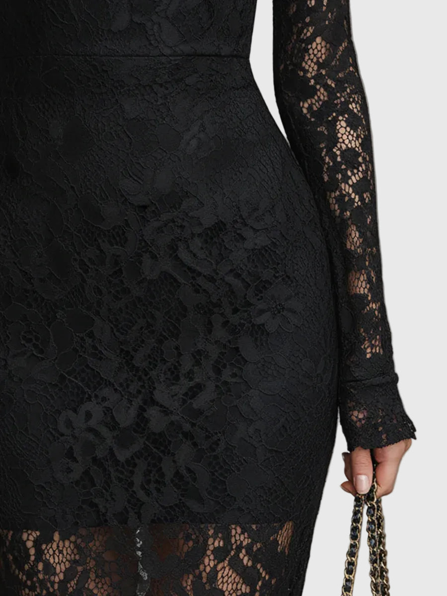 Monica | Graceful Flared Lace Maxi Gown