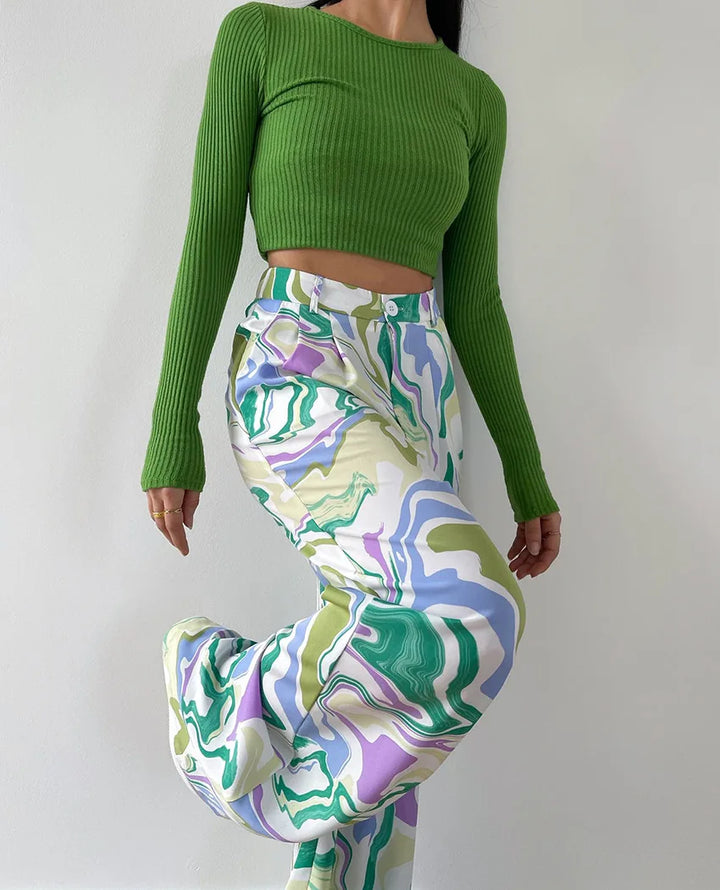 Zyra - Eye-Catching Swirl Print Ensemble
