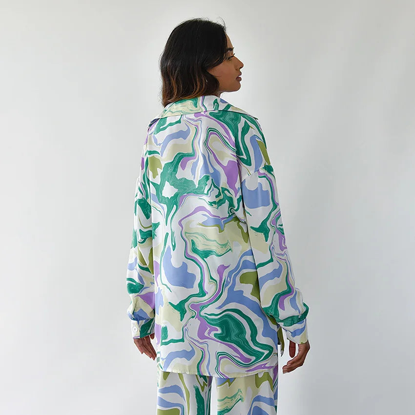 Zyra - Eye-Catching Swirl Print Ensemble