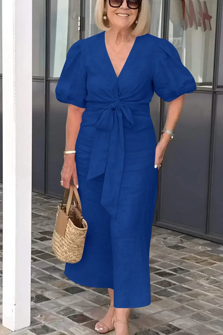 LYNORA | Chic V-Neck Midi Dress