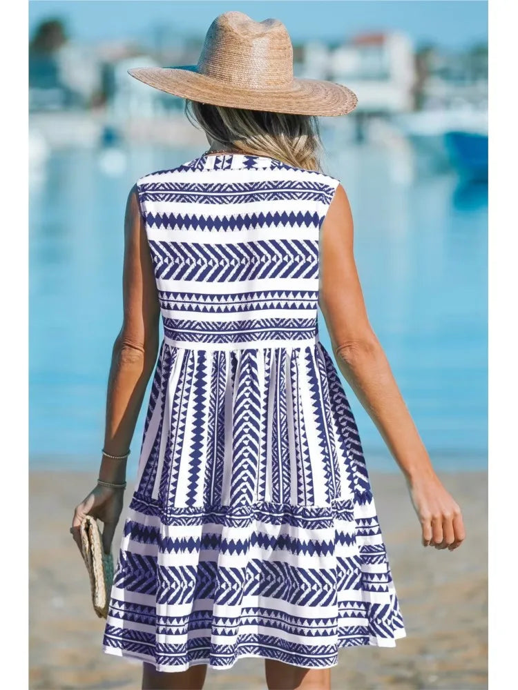 Katrina - Stylish Geometric Print Summer Dress