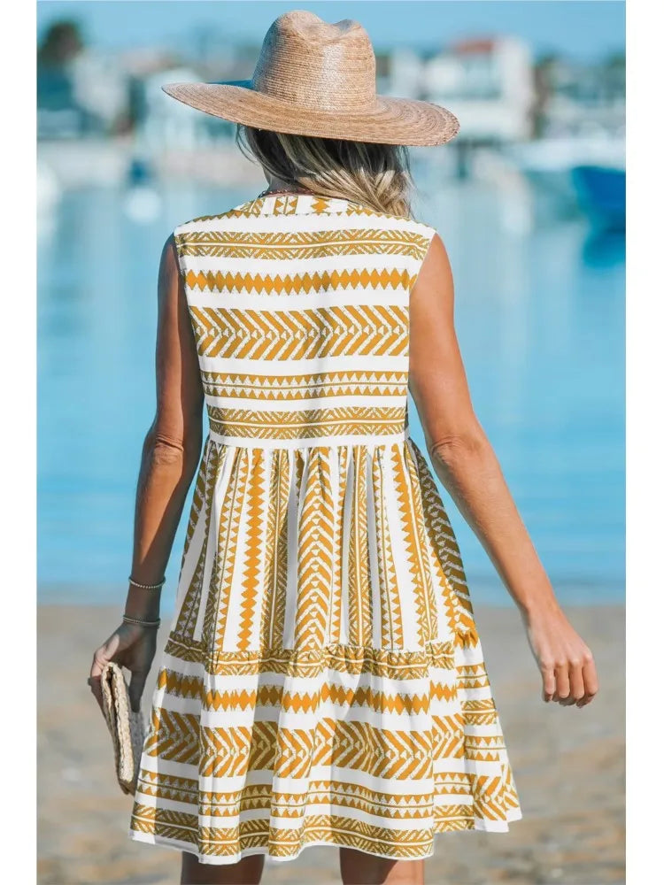Katrina - Stylish Geometric Print Summer Dress