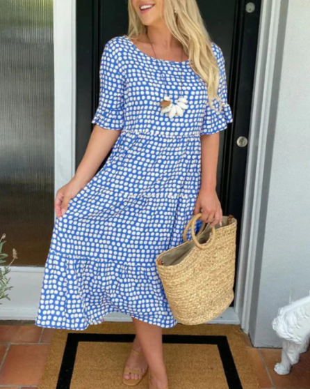 ZORA | Short Sleeve Sand Midi Dress