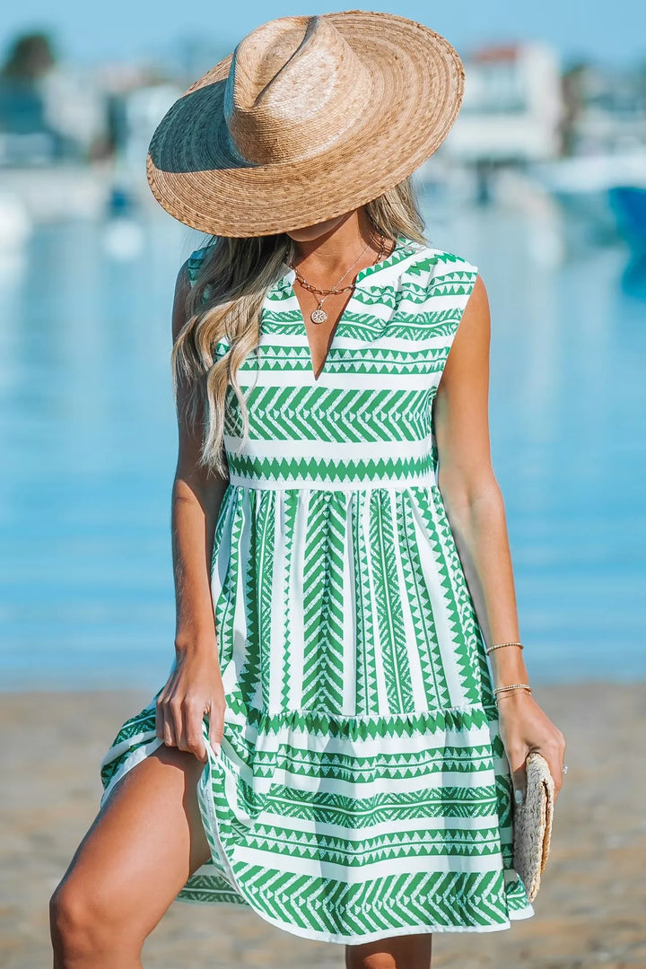 Katrina - Stylish Geometric Print Summer Dress