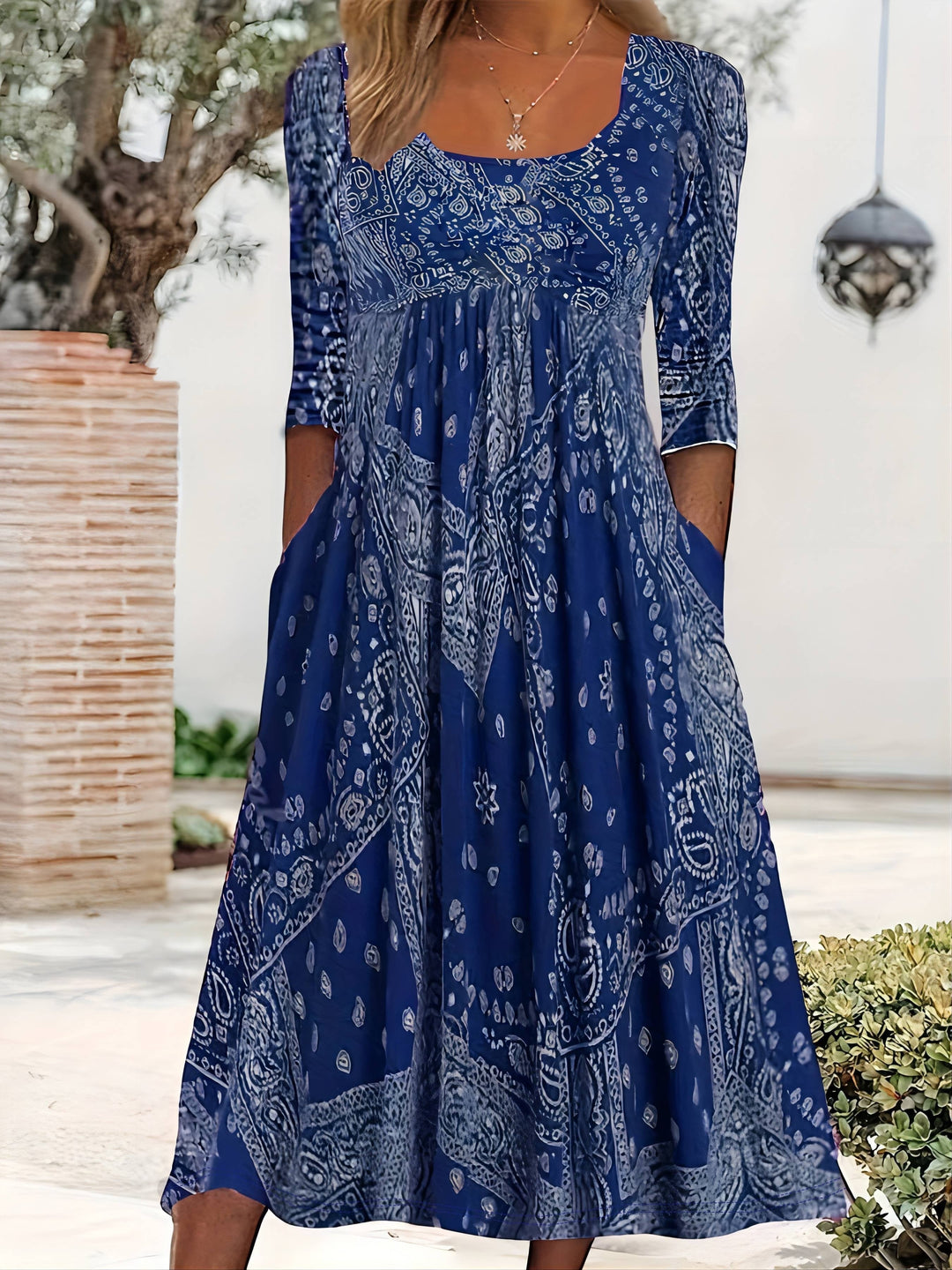 ELOWEN | Long Sleeve Casual Midi Dress