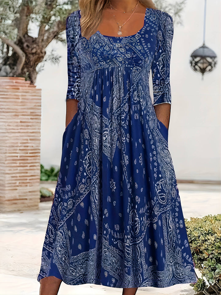 ELOWEN | Long Sleeve Casual Midi Dress