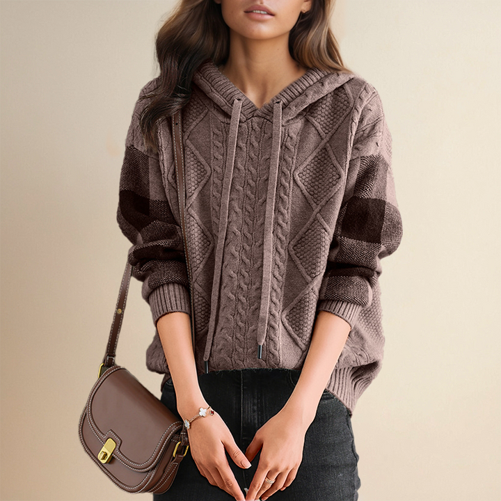 Emily | Cable Knit Sweater with Hood