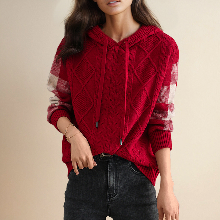 Emily | Cable Knit Sweater with Hood
