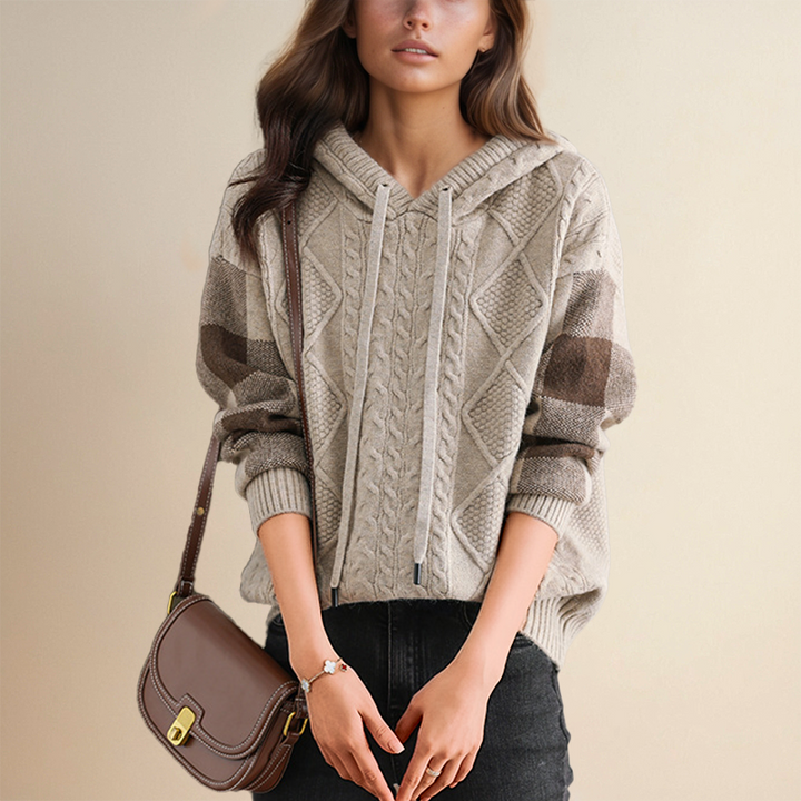 Emily | Cable Knit Sweater with Hood