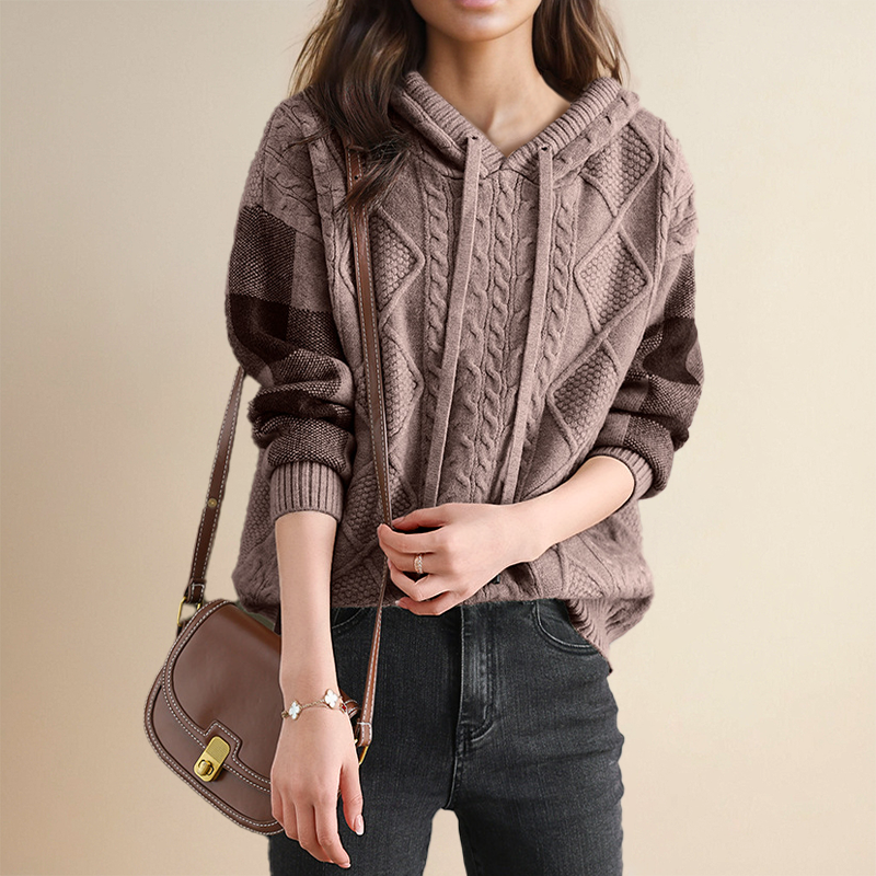 Emily | Cable Knit Sweater with Hood