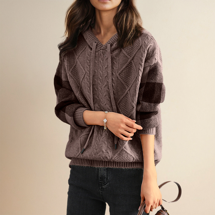 Emily | Cable Knit Sweater with Hood