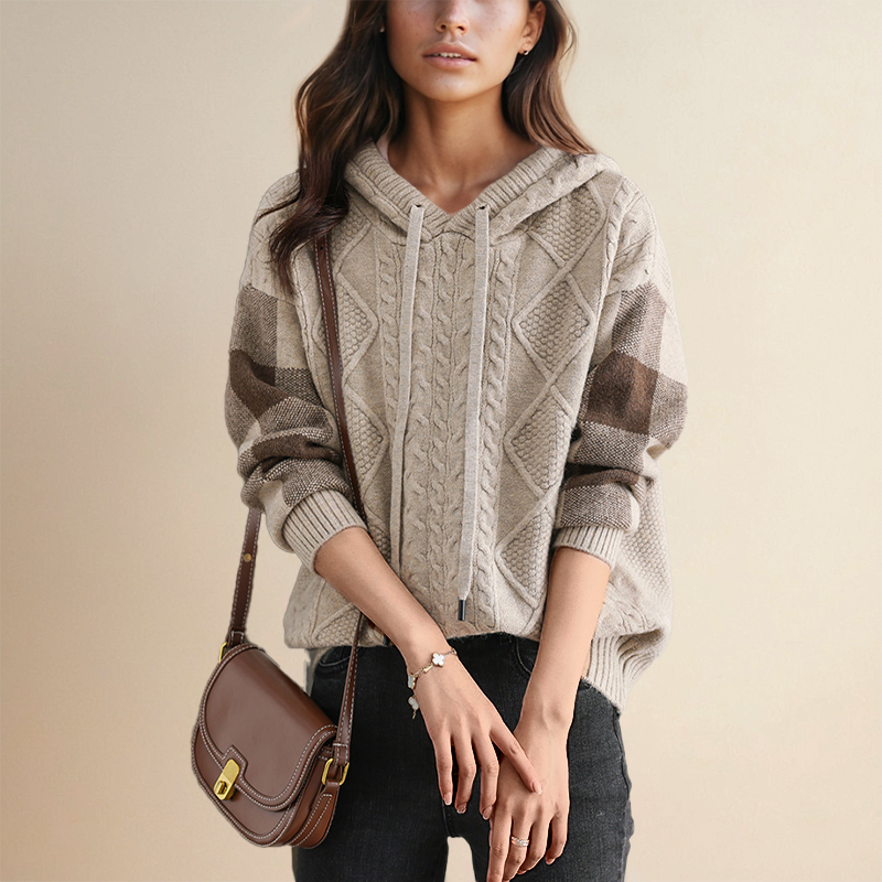 Emily | Cable Knit Sweater with Hood