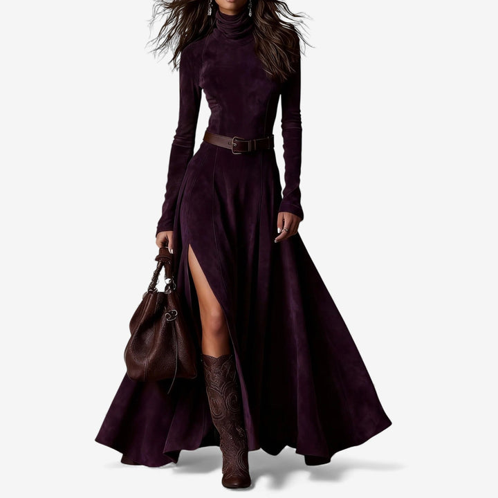 Élodie | Chic Long Dress with Matching Belt